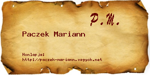Paczek Mariann névjegykártya